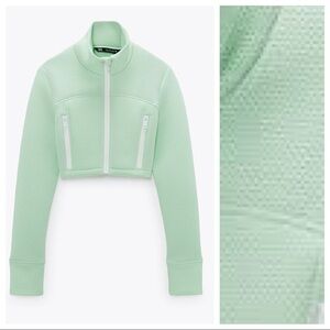 NWT. Zara Apple Green Cropped Jacket. Size XXL.